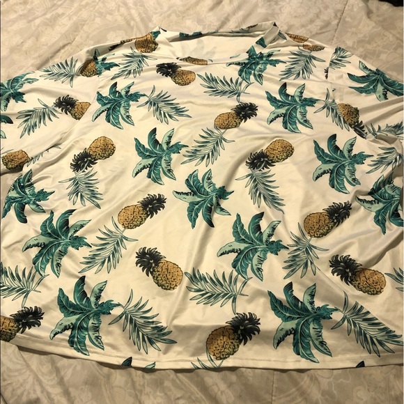Plus Tropical & Pineapple Print Polyester Shirt - Picture 8 of 14